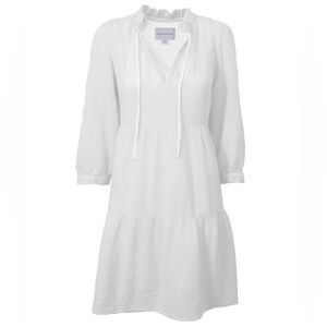 Honorine White Giselle Cotton Gauze Tiered Mini Dress